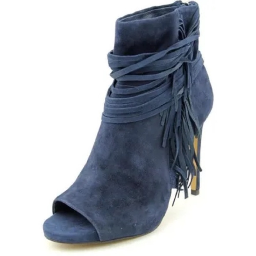 Vince Camuto Ferdinand blue suede open toe heeled booty SIZE 8